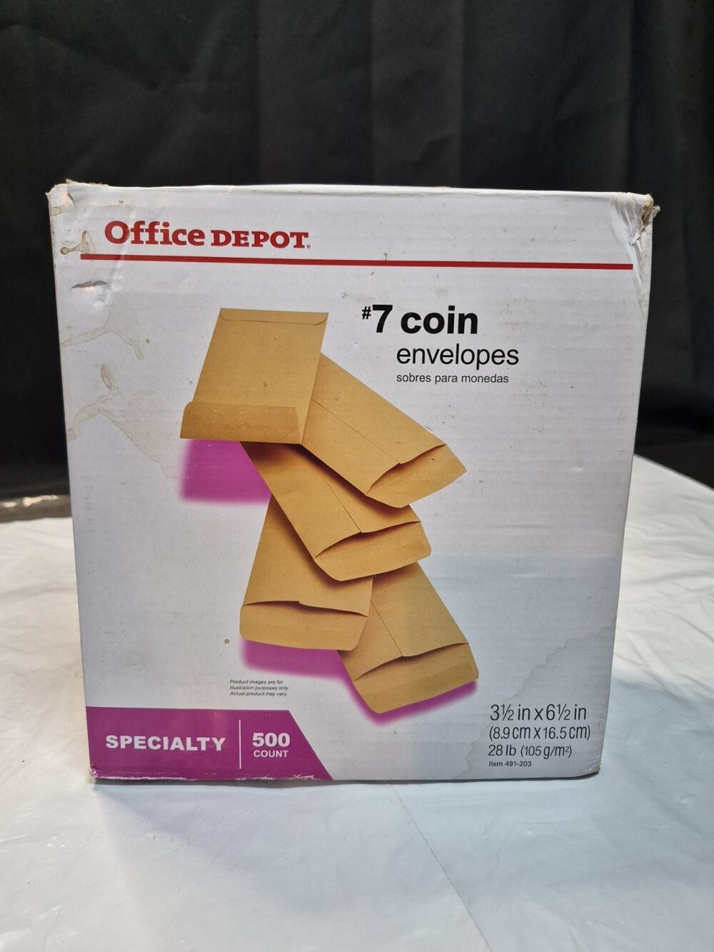 Office Depot #7 Coin Envelopes 3 1/2" x 6 1/2" 28 lb 500 Count Never Used.